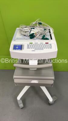 Mortara ELI 250c ECG Machine on Stand with 10 Lead ECG Leads (Powers Up)