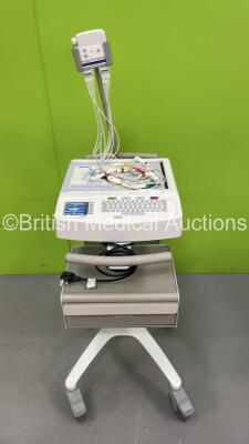 Mortara ELI 250c ECG Machine on Stand with 10 Lead ECG Leads (Powers Up)