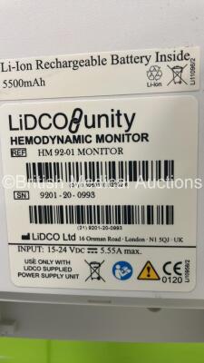 LiDCO Unity HM 92-01 Monitor *Mfd 2020* on Stand (Powers Up with Stock Power Supply - Not Included) *9201-20-0993* - 4