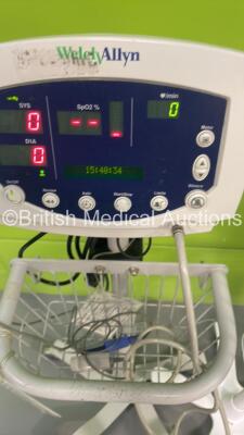 3 x Welch Allyn 53N00 Vital Signs Monitors on Stands with 3 x Power Supplies (All Power Up) - 4