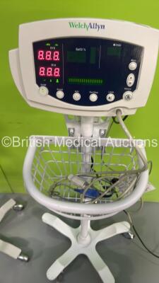 4 x Welch Allyn 53N00 Vital Signs Monitors on Stands with 3 x Power Supplies (All Power Up) - 3