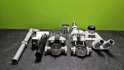 Job Lot of Various Carl Zeiss Microscope Binocular Attachments Including f=160/16, f=125/16 and 1:2.8/150mm