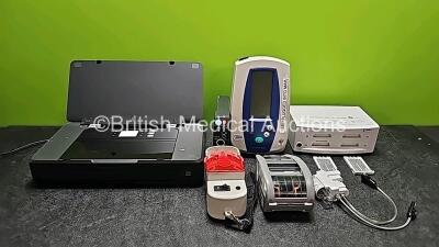 Mixed Lot Including 1 x Datex-Ohmeda M-PT..02 Module Including P3, Signal Out, T4 and T3 Options, 1 x Welch Allyn Spot Vital Signs Patient Monitor (Powers Up and Damaged Casing - See Photo), 1 x Invivo Patient Module Battery Charger with 2 x Batteries, 1 