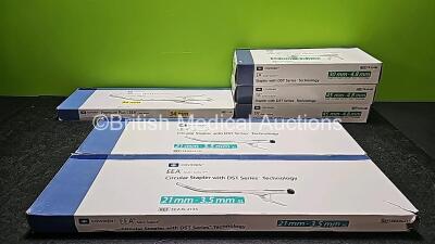 Job Lot Including 1 x Covidien TA Auto Suture Stapler with DST Series Technology 30mm-4.8mm, 1 x Covidien Premium Plus CEEA Circular Stapler 34mm, 2 x Covidien EEA Auto Suture Circular Stapler DST Series Technology 21mm-3.5mm XL, 2 x Covidien EEA Auto Sut