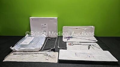 Job Lot Including 1 x Angiodynamics Solero Microwave Tissue Ablation Applicator Ref H7877001060010, 2 x Purple Surgical Monopolar Straight Grasping Forceps with Ratchet 33cm Ref PS3556ULT, 2 x LaproSurge 5mm Curved Scissors Ref LS007, 1 x Ethicon Endo-Sur