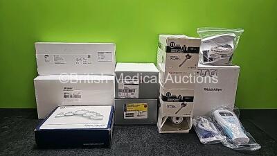 Mixed Lot Including 1 x Welch Allyn SureTemp Plus Thermometer with Wall Holder, 10 x Endopath Xcel Universal Trocar Stability Sleeves 11mm, 1 x Box of Fisher & Paykel Neonatal Resuscitation Mask Starter Kit Ref RD800-EN, 1 x BioMet Vanguard CR Femoral 80m