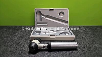 Heine Delta 20 Otoscope / Ophthalmoscopes in Case (No Battery and Cracked Casing - See Photo)