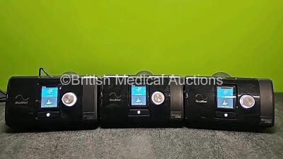 3 x ResMed AirSense 10 Autoset CPAP Units *1 x Mfd 2023* with 3 x Power Supplies (All Power Up and 1 x Missing Casing - See Photo) *SN 23231234416 / 23172127409 / 23191106626*