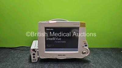 Philips IntelliVue MP30 Anesthesia Monitor with 1 x Philips M3001A Opt A01C06 Module Including ECG, SpO2, NBP, Press and Temp Options (Powers Up) *SN DE63214652 / DE62235549*