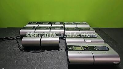 Job Lot Including 12 x ResMed S9 AutoSet CPAP Units (All Power Up, 1 x Damaged Casing and 1 x Missing Dial - See Photos), 4 x Resmed H5i Humidifier Chambers and 12 x Power Supplies *SN 23122187991 / 23132440637 / 22151883979 / 23142347882 / 23131082632 / 