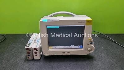 Job Lot Including 1 x Philips IntelliVue MP30 Patient Monitor (Powers Up) 1 x Philips M3000A Module Including ECG, SpO2, NBP, Press and Temp Options and 1 x Philips M3012A Module Including Press, Temp Press and Temp Options *SN DE34720742 / DE94540289 /