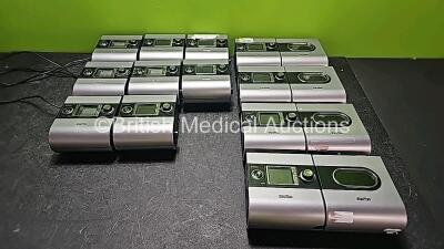 Job Lot Including 12 x ResMed S9 AutoSet CPAP Units (All Power Up and 2 x Damaged Casing - See Photos), 4 x Resmed H5i Humidifier Chambers and 12 x Power Supplies *SN 22151982965 / 22151408827 / 2215009742 / 23141204492 / 23131568118 / 22151009498 / 23111 - 2