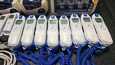 Mixed Lot Including 1 x Philips SureSign VM4 Patient Monitor (Powers Up), 2 x ResMed AutoSet Spirit II CPAP Units (Both Power Up), 8 x Covidien Genius 3 Tympanic Thermometer and Base, 2 x Welch Allyn Braun ThermoScan Ear Thermometers, 2 x Infrared Thermom - 7