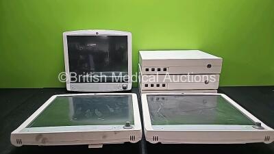 3 x GE D19KT Display Monitor (All Power Up, 3 x Scratched Screens - See Photos) and 3 x Carescape C1-CPU Base Unit (All Power Up)