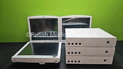 Job Lot Including 3 x GE D19KT Displays (3 x Damaged Upper Front Panel - See Photos) and 3 x GE C1-CPU Carescape B850 Monitors *SN SED130678820GA / DTK51134628 / SED13067815GA / DTM461K2482 / SED13037519GA / DTM431K1857*