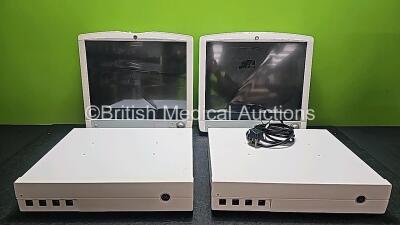 2 x GE D19KT Display Monitor (Both Power Up, 2 x Slight Scratched Screens and 1 x Missing Cover - See Photo) and 2 x Carescape C1-CPU Base Unit (Both Power Up)