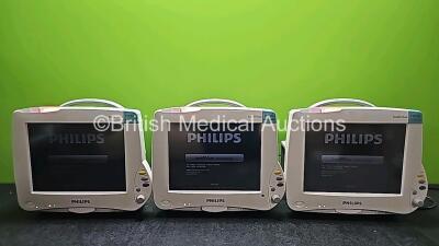 3 x Philips IntelliVue MP50 Anesthesia Patient Monitors (All Power Up and Cracked Casings - See Photos)