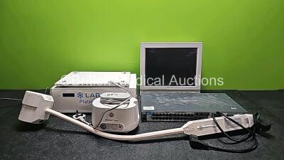 Mixed Lot Including 1 x Platelet Agitator AGIT1006MD (Powers Up), 1 x Sony LCD Monitor Model LMD-1420MD, 1 x HP ProCurve Switch Networking J9019B, 1 x Pari Boy Classic Compressor and 1 x Giraffe Exam Light (No Power and Damaged - See Photo)