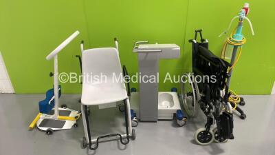 Mixed Lot Including Regulator on Stand with Hoses, Locomotor Roto Stand, ERBE Stand, 1 x Seca Wheelchair Weighing Scales and 1 x Manual Wheelchair *S/N A-6578*