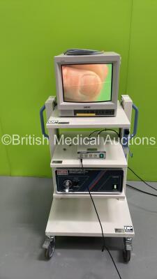 DP Medical Stack Trolley with Sony Monitor, DP Medical ecoCamv-m Camera Control Unit, DP Medical Camera Head and LuxTec High Intensity Xenon Fiber Optic Light Source Universal Series 1900 (Powers Up) *S/N 6202733*