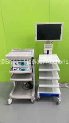 2 x EUK Stack Trolleys with Sony Monitor, Fujinon Fujifilm System 4400 Light Source and Fujinon Fujifilm System 4400 Processor HD (Powers Up) *S/N 1S088A278 / 1V49A278*