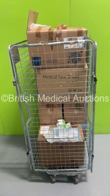 Cage of Mixed Consumables Including B-Braun Mini Redovac 50 K6 Drainage Kits, Fresenius Kabi Sodium Chloride Solution of Injections and Cardinal Health Protexis PI Surgical Gloves (Cage Not Included - Out of Date)