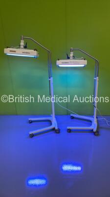 2 x Weyer Bilicompact Warming Lamps on Stands (Both Power Up) *S/N 33561 / 37802*