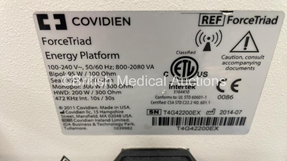 Covidien ForceTriad Electrosurgical / Diathermy Unit Version 4.00 on ...
