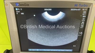 SonoSite M-Turbo Portable Ultrasound Scanner Ref P07690-22 *S/N WK2776* **Mfd 02/2014** Boot Version 51.80.108.010 Arm Version 51.80.108.015 with 2 x Transducer / Probes (ICTx/8-5 MHz Ref P07690-71 *Mfd 2018* and C60x/5-2 MHz Ref P07680-30 *Mfd2014-06*) o - 3