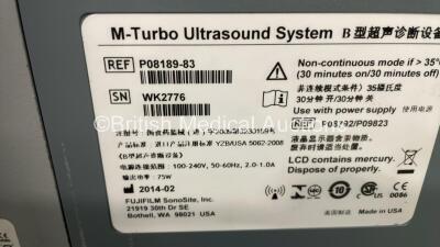 SonoSite M-Turbo Portable Ultrasound Scanner Ref P07690-22 *S/N WK2776* **Mfd 02/2014** Boot Version 51.80.108.010 Arm Version 51.80.108.015 with 2 x Transducer / Probes (ICTx/8-5 MHz Ref P07690-71 *Mfd 2018* and C60x/5-2 MHz Ref P07680-30 *Mfd2014-06*) o - 11