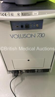 GE Voluson 730 Pro V Ultrasound Scanner *S/N A35994* **Mfd 02/2006** Software Version 5.0.3.154 with Sony UP-895MDW Video Graphic Printer (Powers Up - 1 x Missing Dial) - 7