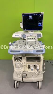 GE Vivid 7 Dimension Flat Screen Ultrasound Scanner *S/N 10073V7L* **Mfd 03/2008** with 2 x Transducer / Probes (3V Ref 2403680 *Mfd 02/2007*/ M4S Ref 5129041 *Mfd 02/2011*) (Powers Up) ***IR397***