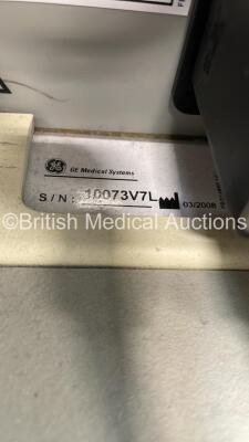 GE Vivid 7 Dimension Flat Screen Ultrasound Scanner *S/N 10073V7L* **Mfd 03/2008** with 2 x Transducer / Probes (3V Ref 2403680 *Mfd 02/2007*/ M4S Ref 5129041 *Mfd 02/2011*) (Powers Up) ***IR397*** - 9