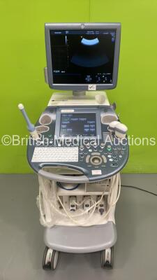 GE Voluson E6 Flat Screen Ultrasound Scanner *S/N D63377* **Mfd 01/2015** Software Version EC250 (14.0.6.1639) with 3 x Transducers / Probe (RAB4-8-D Ref H4651MP *Mfd 11/2013* / RAB6-D Ref H48681MG *Mfd 11/2012* / RIC5-9-D Ref H48651MS *Mfd 08/2016*) and 