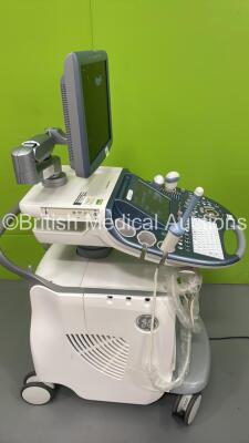 GE Voluson E6 Flat Screen Ultrasound Scanner *S/N D63377* **Mfd 01/2015** Software Version EC250 (14.0.6.1639) with 3 x Transducers / Probe (RAB4-8-D Ref H4651MP *Mfd 11/2013* / RAB6-D Ref H48681MG *Mfd 11/2012* / RIC5-9-D Ref H48651MS *Mfd 08/2016*) and - 9