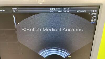 GE Voluson E6 Flat Screen Ultrasound Scanner *S/N D63377* **Mfd 01/2015** Software Version EC250 (14.0.6.1639) with 3 x Transducers / Probe (RAB4-8-D Ref H4651MP *Mfd 11/2013* / RAB6-D Ref H48681MG *Mfd 11/2012* / RIC5-9-D Ref H48651MS *Mfd 08/2016*) and - 16