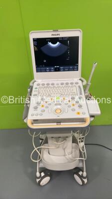 Philips CX50 Flat Screen Ultrasound Scanner Ref 989605384711 *S/N SG61304921* **Mfd 2013** SVC HW B.1 Software Version 5.0.4 with 3 x Transducers / Probes (L12-3 / C5-1 and C10-3v) and Sony UP-D897 Digital Graphic Printer on Philips CX Cart with Carry Cas