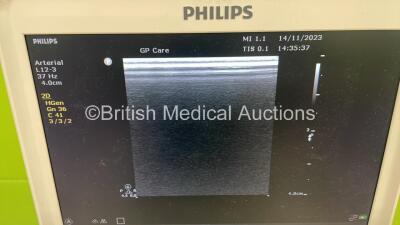 Philips CX50 Flat Screen Ultrasound Scanner Ref 989605384711 *S/N SG61304921* **Mfd 2013** SVC HW B.1 Software Version 5.0.4 with 3 x Transducers / Probes (L12-3 / C5-1 and C10-3v) and Sony UP-D897 Digital Graphic Printer on Philips CX Cart with Carry Cas - 12