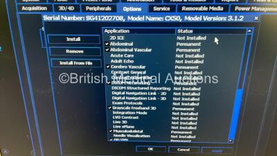 Philips CX50 Flat Screen Ultrasound Scanner Ref 989605384711 *S/N SG412302708* **Mfd 2014** SVC HW A.2 Software Version 3.1.2 with 3 x Transducers / Probes (C10-3v / L12-3 and C5-1) on Philips CX50 Stand with Carry Case (Powers Up) - 13