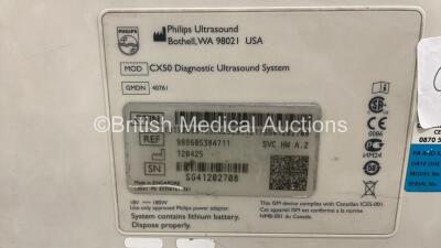 Philips CX50 Flat Screen Ultrasound Scanner Ref 989605384711 *S/N SG412302708* **Mfd 2014** SVC HW A.2 Software Version 3.1.2 with 3 x Transducers / Probes (C10-3v / L12-3 and C5-1) on Philips CX50 Stand with Carry Case (Powers Up) - 14