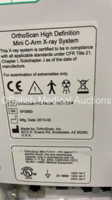 OrthoScan Mini C-Arm Ref 1000-0004 with Wireless Footswitch (Powers Up) *S/N 5F0560* **Mfd 02/2013** - 5