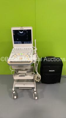 Philips CX50 Flat Screen Ultrasound Scanner Ref 989605384711 *S/N SG91400124* **Mfd 2014** SVC HW C.0 Software Version 4.0.2 with 3 x Transducers / Probes (C10-3v / L12-3 and C5-1) on Philips CX Cart with Carry Case (Powers Up)