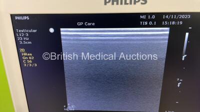 Philips CX50 Flat Screen Ultrasound Scanner Ref 989605384711 *S/N SG91400124* **Mfd 2014** SVC HW C.0 Software Version 4.0.2 with 3 x Transducers / Probes (C10-3v / L12-3 and C5-1) on Philips CX Cart with Carry Case (Powers Up) - 10