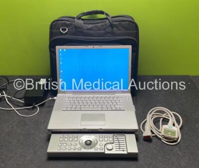 Siemens Acuson P50 Portable Ultrasound System with Siemens 4V2 Transducer / Probe, Power Supply in Carry Case (Powers Up)