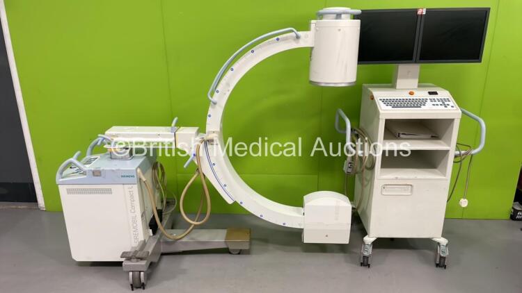 Siemens SIREMOBIL Compact L X-Ray C-Arm Model No 08630506 with Dual Flat Screen Image Intensifier (Powers Up - HDD REMOVED) *S/N 32027* **Mfd 2013** ***IR394***