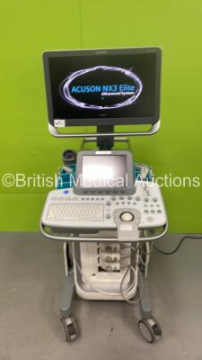 Siemens Acuson NX3 Elite Flat Screen Ultrasound Scanner *S/N (21)500539* **Mfd 10/2016** Update Version VA10H-1.0.07 (1063) with 2 x Transducers / Probes (CH5-2 *Mfd 10/2016* / VF10-5 *Mfd 2016* and VF12-4 *Mfd 2016*) (Powers Up - Damage to Screen Surroun