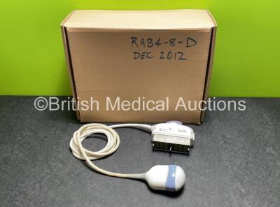 GE RAB6-D Ultrasound Transducer / Probe in Box *Mfd 2012* (Untested, Damage to Cable Casing - See Photos)