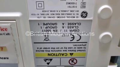 GE Logiq Book XP Portable Ultrasound Scanner Ref 5197791 *SN 7169QWX2* **HDD Removed** (Unable to Test Due to Damaged Power Supply) with GE 8L-RS Ultrasound Transducer / Probe (Untested) - 7