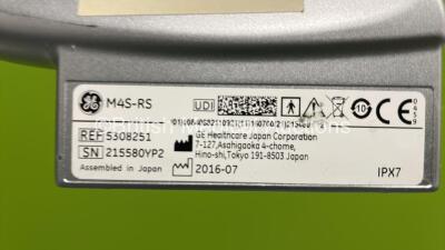 GE Vivid q Portable Ultrasound Scanner Ref H45041FM *S/N 056170Vq* **Mfd 09/2016** with 1 x Transducer / Probe M4S-RS Ref 5308251 *Mfd 2016-07* (Powers Up HDD REMOVED) - 5