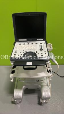 GE Vivid q Portable Ultrasound Scanner Ref H45041FM *S/N 056167VQ* **Mfd 09/2016** with 1 x Transducer / Probe M4S-RS Ref 5308251 *Mfd 2016-07* (HDD REMOVED - Draws Power with Blank Screen)